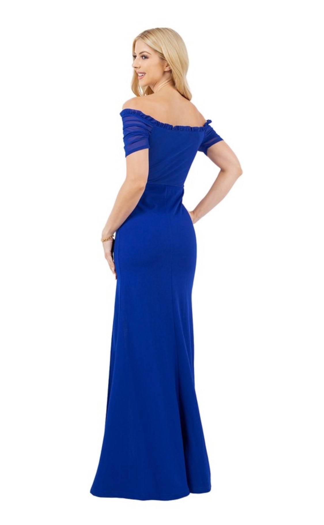 Royal Elegance Off-Shoulder Maxi Dress – Royal Blue