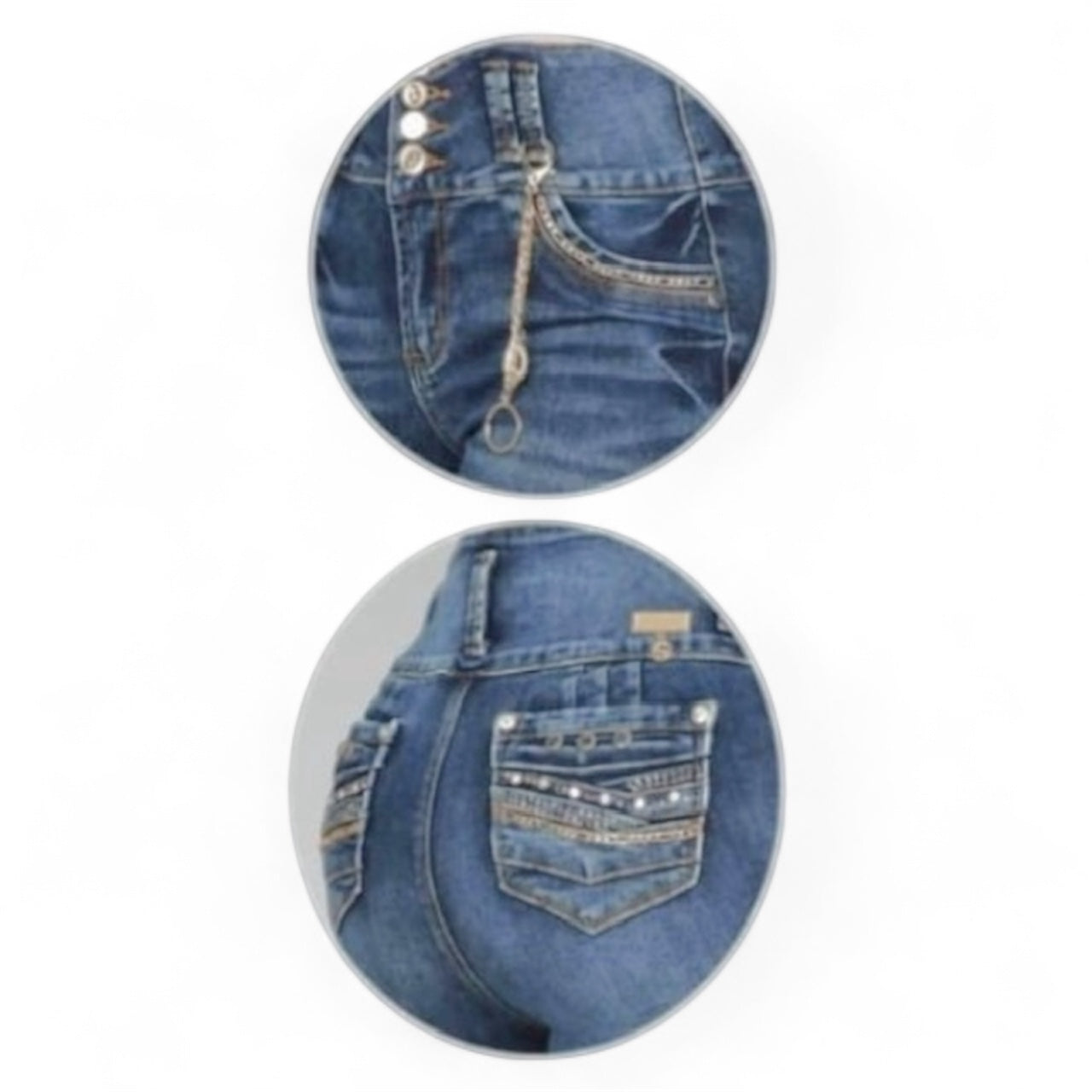Colombian Push Up Jeans – High Waist with Chain Detail