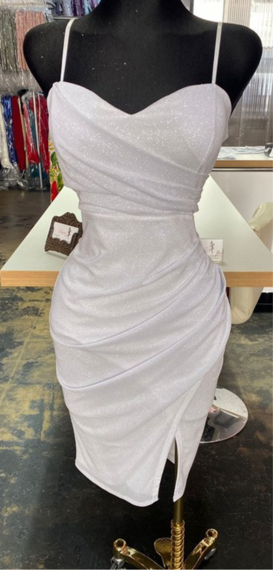 White Sparkle Midi Dress with Slit
