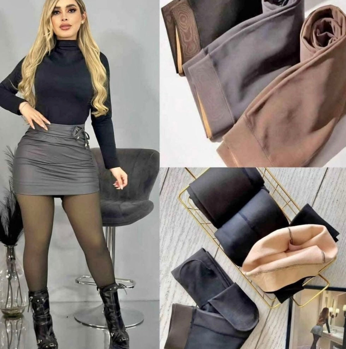 Skin-Like Fleeced Tights – High Waist Slimming & Warm Pantyhose