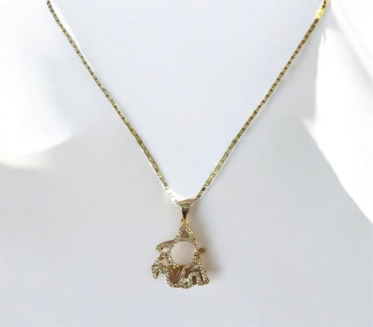 Gold Plated Cat Pendant Necklace with Sparkling Stones