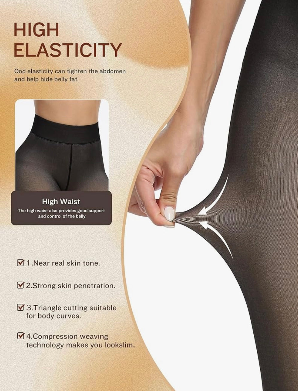 Skin-Like Fleeced Tights – High Waist Slimming & Warm Pantyhose