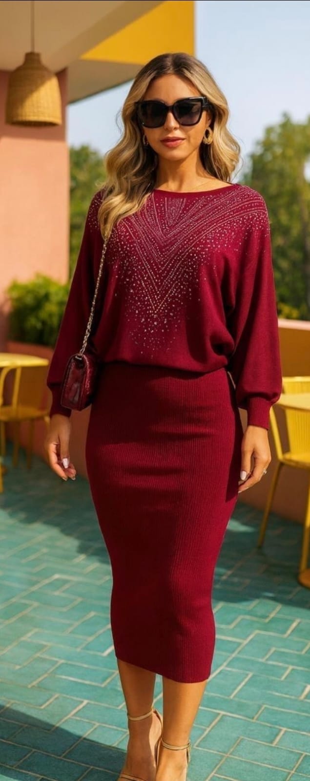 Knit Sweater Skirt Set – Fall Two-Piece Outfit