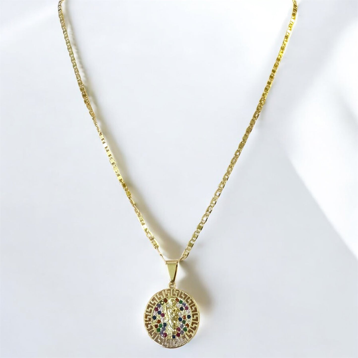 Gold Plated Necklace with Multicolor Stones