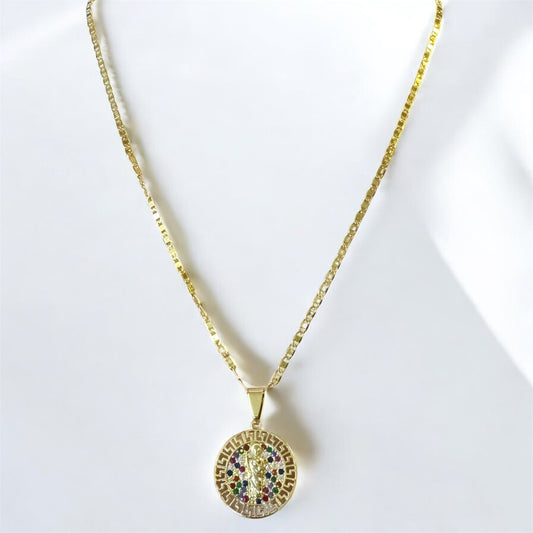 Gold Plated Necklace with Multicolor Stones